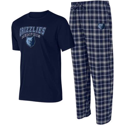 Men's College Concepts Navy/Gray Memphis Grizzlies Arctic T-Shirt & Pajama Pants Sleep Set