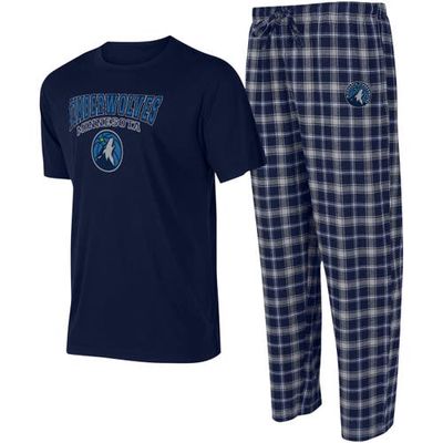 Men's College Concepts Navy/Gray Minnesota Timberwolves Arctic T-Shirt & Pajama Pants Sleep Set