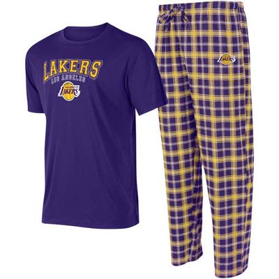 Men's College Concepts Purple/Gold Los Angeles Lakers Arctic T-Shirt & Pajama Pants Sleep Set