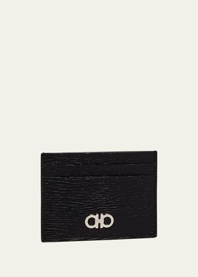 Men's Colorblock Leather Card Holder w/ Money Clip