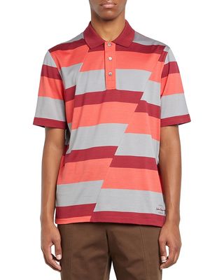 Men's Colorblocked Polo Shirt - Melagrana Ematite - Size Small