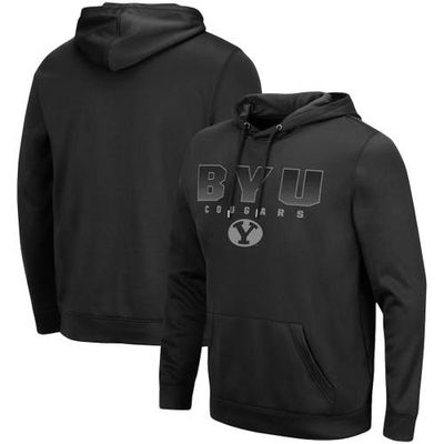 Men's Colosseum Black BYU Cougars Blackout 3.0 Pullover Hoodie