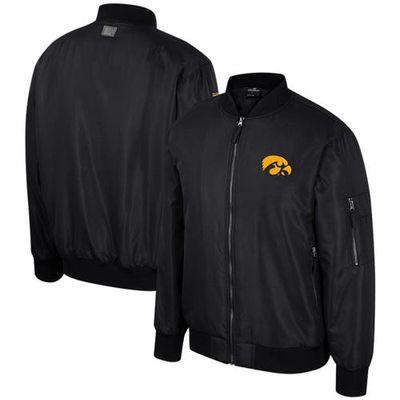 Men's Colosseum Black Iowa Hawkeyes Full-Zip Bomber Jacket