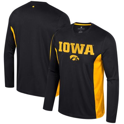 Men's Colosseum Black Iowa Hawkeyes Warm Up Long Sleeve T-Shirt