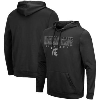 Men's Colosseum Black Michigan State Spartans Blackout 3.0 Pullover Hoodie