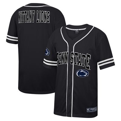 Men's Colosseum Black Penn State Nittany Lions Free Spirited Mesh Button-Up Baseball Jersey