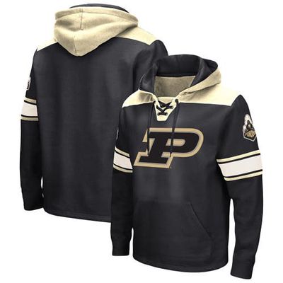 Men's Colosseum Black Purdue Boilermakers Big & Tall Hockey Lace-Up Pullover Hoodie
