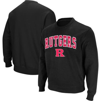 Men's Colosseum Black Rutgers Scarlet Knights Arch & Logo Crew Neck Sweatshirt
