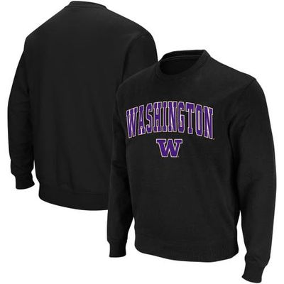 Men's Colosseum Black Washington Huskies Arch & Logo Crew Neck Sweatshirt