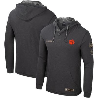 Men's Colosseum Charcoal Clemson Tigers OHT Military Appreciation Henley Pullover Hoodie