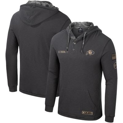 Men's Colosseum Charcoal Colorado Buffaloes OHT Military Appreciation Henley Pullover Hoodie