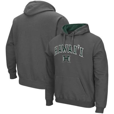 Men's Colosseum Charcoal Hawaii Warriors Arch and Logo Pullover Hoodie