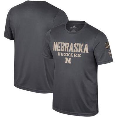 Men's Colosseum Charcoal Nebraska Huskers OHT Military Appreciation T-Shirt