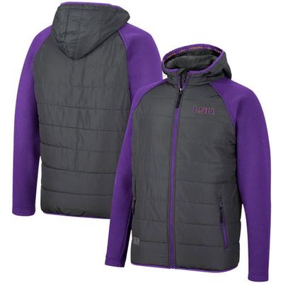 Men's Colosseum Charcoal/Purple LSU Tigers Good On You Raglan Full-Zip Jacket