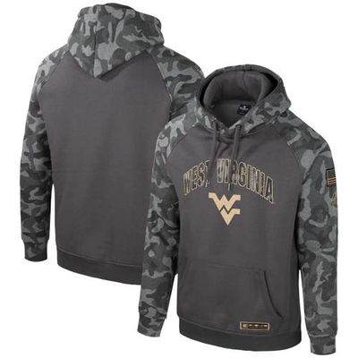 Men's Colosseum Charcoal West Virginia Mountaineers OHT Military Appreciation Camo Raglan Pullover Hoodie