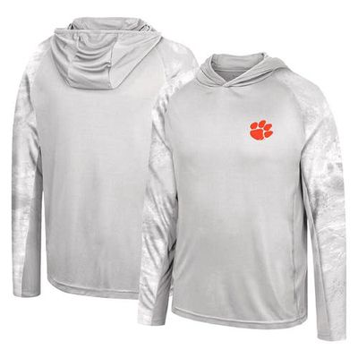 Men's Colosseum Gray/Realtree Camo Clemson Tigers Gulf Stream Raglan Long Sleeve Hooded T-Shirt