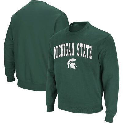 Men's Colosseum Green Michigan State Spartans Arch & Logo Crew Neck Sweatshirt