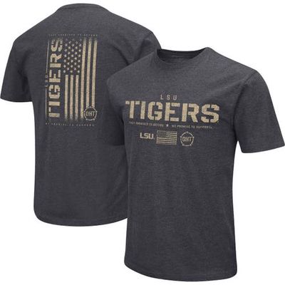 Men's Colosseum Heather Black LSU Tigers Big & Tall OHT Military Appreciation Playbook T-Shirt