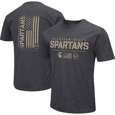 Men's Colosseum Heather Black Michigan State Spartans Big & Tall OHT Military Appreciation Playbook T-Shirt
