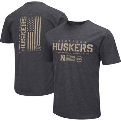 Men's Colosseum Heather Black Nebraska Huskers Big & Tall OHT Military Appreciation Playbook T-Shirt