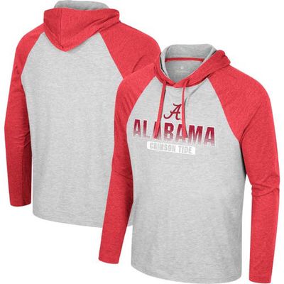 Men's Colosseum Heather Gray Alabama Crimson Tide Hasta La Vista Raglan Hoodie Long Sleeve T-Shirt