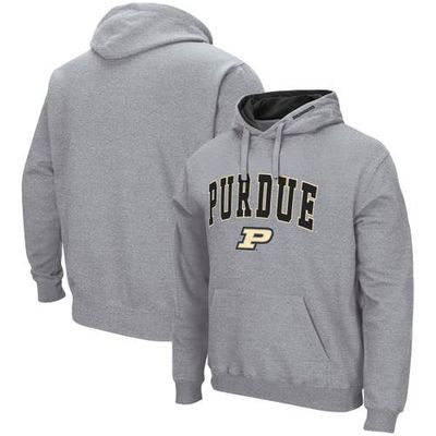 Men's Colosseum Heather Gray Purdue Boilermakers Arch & Logo 3.0 Pullover Hoodie