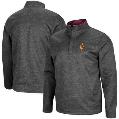 Men's Colosseum Heathered Charcoal Arizona State Sun Devils Roman Pullover Jacket in Heather Charcoal