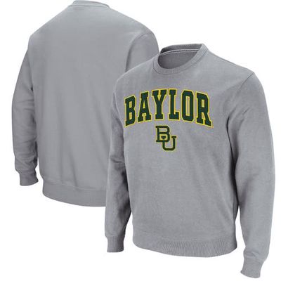 Men's Colosseum Heathered Gray Baylor Bears Arch & Logo Pullover Sweatshirt in Heather Gray