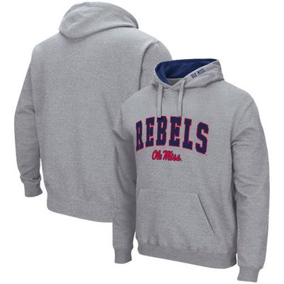 Men's Colosseum Heathered Gray Ole Miss Rebels Arch & Logo 3.0 Pullover Hoodie in Heather Gray