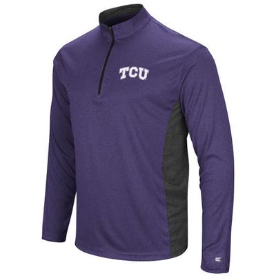Men's Colosseum Heathered Purple/Black TCU Horned Frogs Audible Windshirt Quarter-Zip Pullover Jacket in Heather Purple