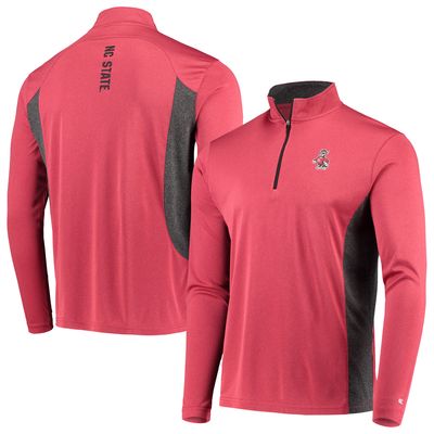 Men's Colosseum Heathered Red NC State Wolfpack Audible Lightweight Windshirt Quarter-Zip Pullover