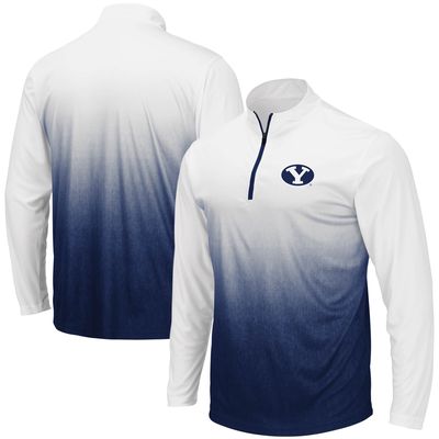 Men's Colosseum Navy BYU Cougars Magic Team Logo Quarter-Zip Jacket