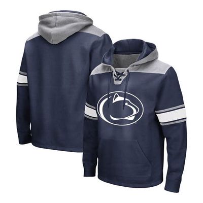 Men's Colosseum Navy Penn State Nittany Lions Big & Tall Hockey Lace-Up Pullover Hoodie