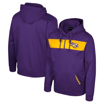Men's Colosseum Purple LSU Tigers Quarter-Zip Hoodie