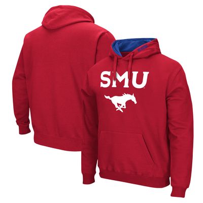 Men's Colosseum Red SMU Mustangs Arch & Logo Pullover Hoodie