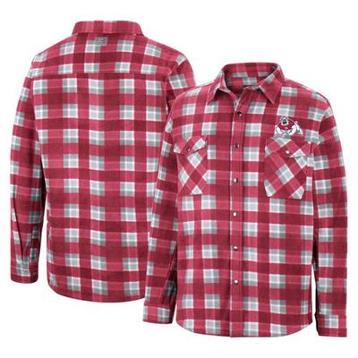 Men's Colosseum Red/White Fresno State Bulldogs Ellis Plaid Full-Snap Shirt Jacket