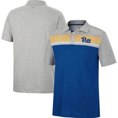Men's Colosseum Royal/Heathered Gray Pitt Panthers Caddie Polo