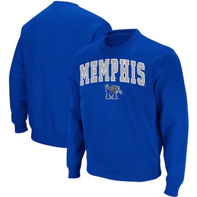 Men's Colosseum Royal Memphis Tigers Arch & Logo Tackle Twill Pullover Sweatshirt