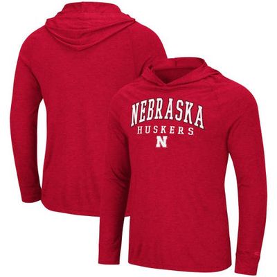 Men's Colosseum Scarlet Nebraska Huskers Campus Raglan Lightweight Bi-Blend Long Sleeve Hoodie T-Shirt