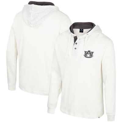 Men's Colosseum White Auburn Tigers Affirmative Thermal Hoodie Long Sleeve T-Shirt
