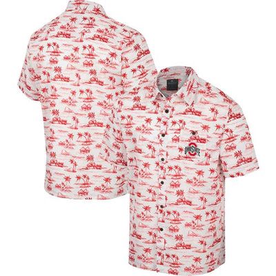 Men's Colosseum White Ohio State Buckeyes Spontaneous is Romantic Camp Button-Up Shirt