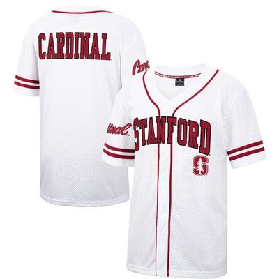 Men's Colosseum White Stanford Cardinal Free Spirited Mesh Button-Up Baseball Jersey