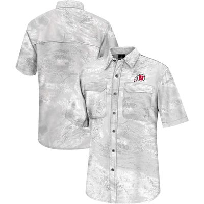 Men's Colosseum White Utah Utes Realtree Aspect Charter Full-Button Fishing Shirt