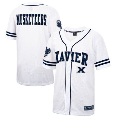 Men's Colosseum White Xavier Musketeers Free Spirited Mesh Button-Up Baseball Jersey