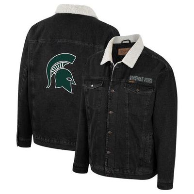 Men's Colosseum x Wrangler Charcoal Michigan State Spartans Western Button-Up Denim Jacket