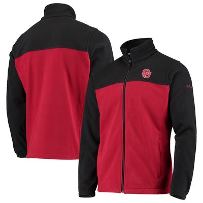Men's Columbia Black/Crimson Oklahoma Sooners Flanker III Fleece Team Full-Zip Jacket