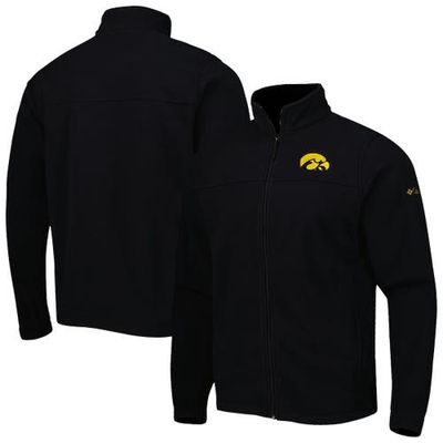 Men's Columbia Black Iowa Hawkeyes Flanker III Fleece Team Full-Zip Jacket