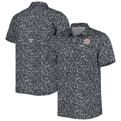 Men's Columbia Black Ohio State Buckeyes Super Slack Tide Omni-Shade Team Button-Up Shirt