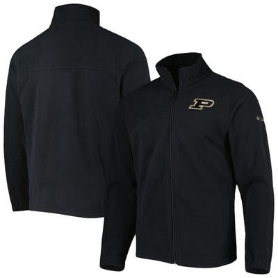 Men's Columbia Black Purdue Boilermakers Flanker III Fleece Team Full-Zip Jacket