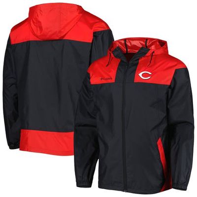 Men's Columbia Black/Red Cincinnati Reds Omni-Shade Flash Forward Challenger Full-Zip Windbreaker Jacket